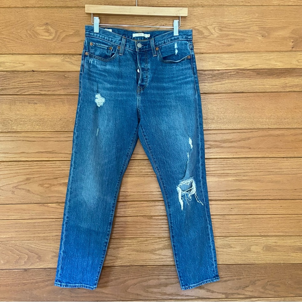 Levi's Wedgie premium denim button fly distressed jeans